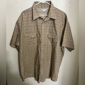 WRANGLER Classic Pearl Snap Short Sleeve Wrancher Shirt Tan Orange Men's‎ Sz 3XL